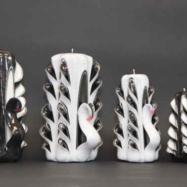 Swan family candles set - Unusual gift - Special gift - Carved candles - Wedding decoration - Unity candles