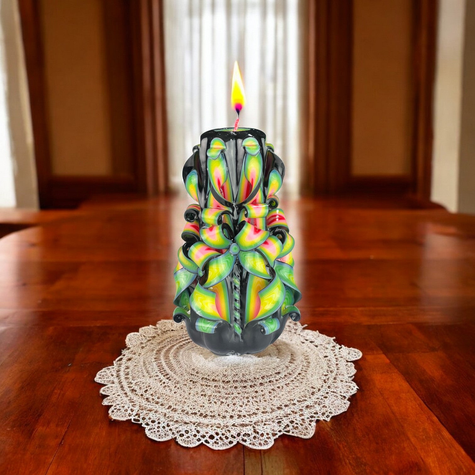 Tropical Mix Candle 500g
A multicolored candle with black, yellow, and green layers, resembling a tropical mix.