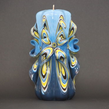 Hand Carved Candles Blue Different Sizes 11-20 CM Colorful Home Decoration 