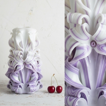 Hand Carved Candles White Purple Different Sizes 11-20 CM Colorful Decoration 
