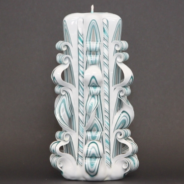 Turquoise candle, Decorative carved candle, Gift idea, Wall decor, Housewarming gift