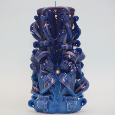 Blue carved handmade candle, For him, Gift ideas