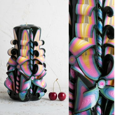 Big Black Rainbow candle, Candel, Carved candles, Christmas gifts, Black candles, EveCandles