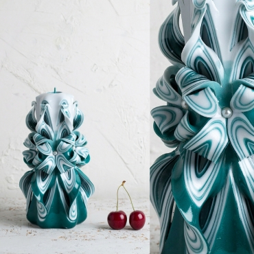 Candle wall decor - Turquoise and White candle - Interior design - Decorative candles - EveCandles