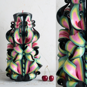 Large Black Brazilia - Decorative carved candle - EveCandles