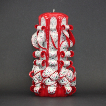 Big Red Candles with White - Passionate colors - Decorative carved candle - EveCandles