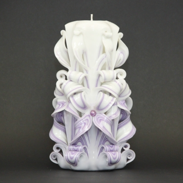 Big White and Purple candles - Carved candles - Decorative candles - Unity candles - EveCandles