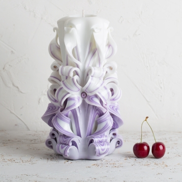 Big White and Purple candles - Carved candles - Decorative candles - Unity candles - EveCandles