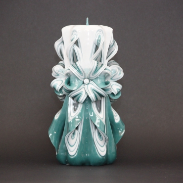 Big Turquoise candle, Carved candles, Decorative candles, Housewarming candles