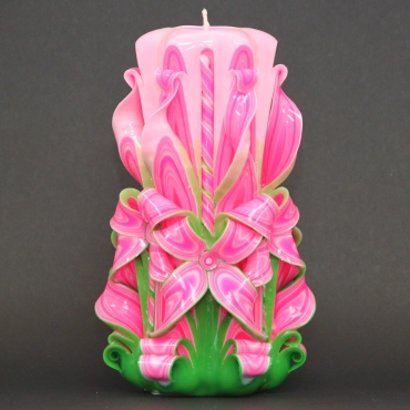 Big bright Pink and Green candle, Carved candles, Gift ideas, Love gifts, Pink candle, Green candle