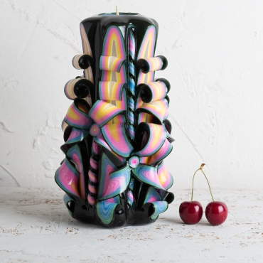 Big Black Rainbow candle, Candel, Carved candles, Christmas gifts, Black candles, EveCandles