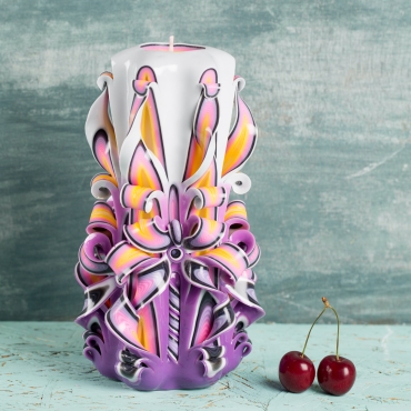 Purple Carved candle - Decorative candles - Vanity lighting - Candle maker - handmade EveCandles