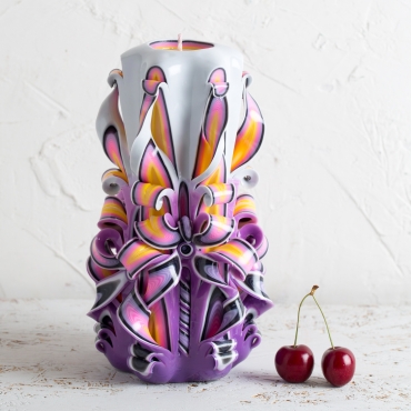 Purple Carved candle - Decorative candles - Vanity lighting - Candle maker - handmade EveCandles