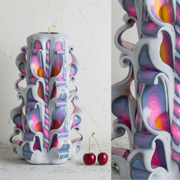 Birthday candles, Carved candles, White Rainbow candle, Decorative candles - handmade EveCandles