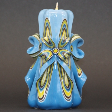 Small Blue floral carved candles, Gift baskets idea, Gift for him, Art decor, Blue candle, Housewarming gift