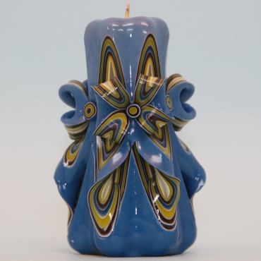 Small Blue floral carved candles, Gift baskets idea, Gift for him, Art decor, Blue candle, Housewarming gift