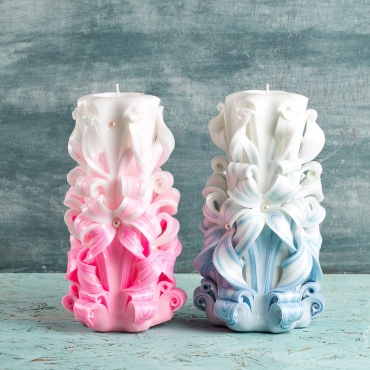 Wedding favors - Candles set - Wedding decorative candles - Blue and Pink gentle colors - EveCandles